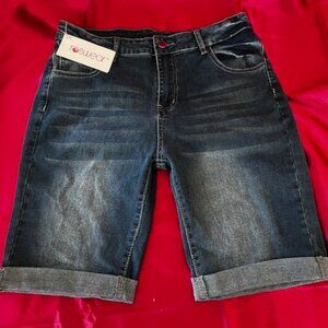 Roswear Women's Denim Bermuda Shorts women's size L 12-14 mid rise New WT